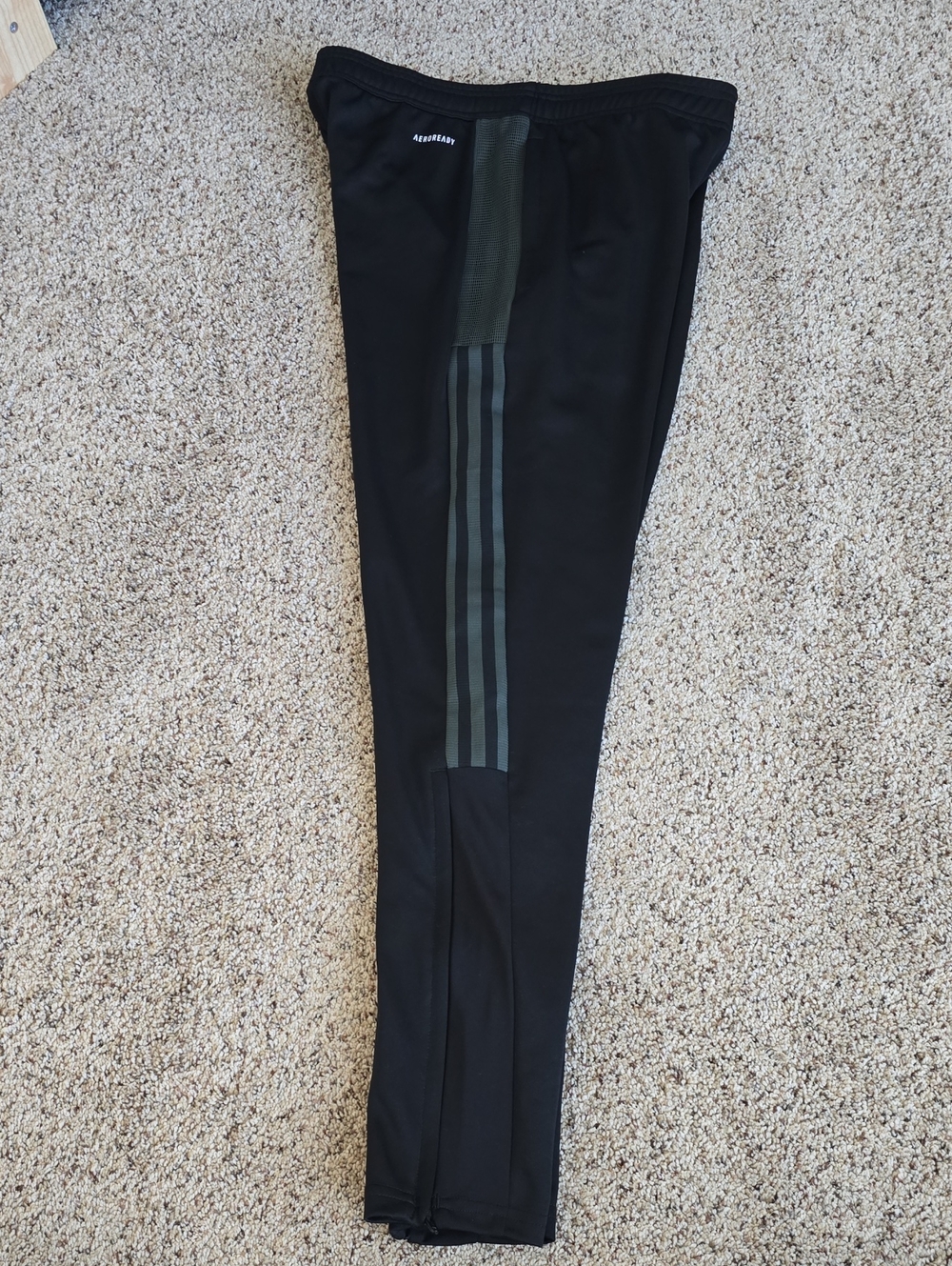 Womans Sz Small Black Track Pants With Olive Green Detail